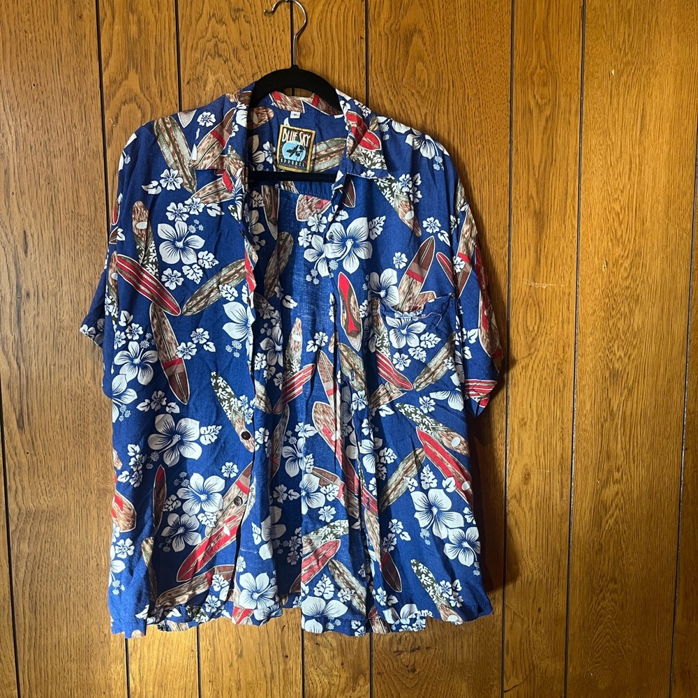 Vintage Blue Hawaiian Shirt